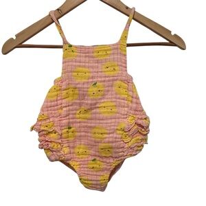 Angel Dear Pink 100% Cotton Muslin Ruffle Sunsuit Bubble Romper, Easter, Spring